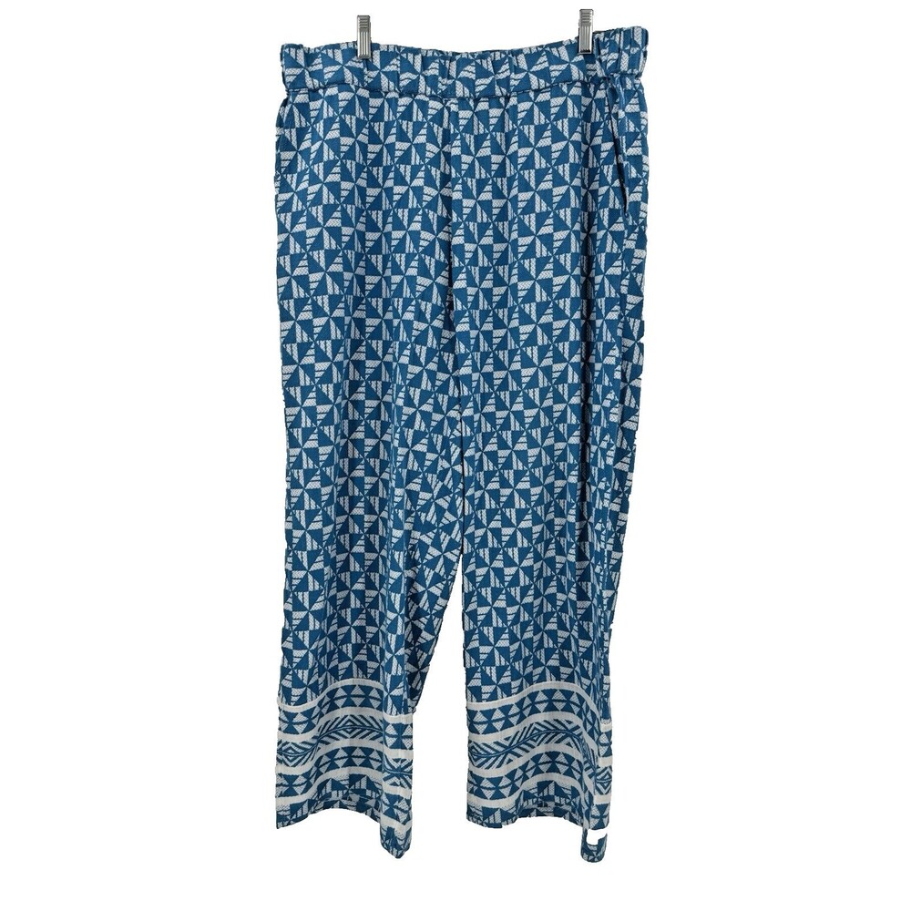Soft Surroundings Palazzo Full Length Blue/White RelaxedWide Leg  XLARGE 36x29.5